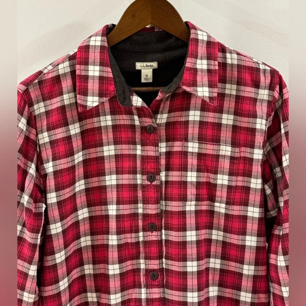 L.L. BEAN • Red & White Plaid Kids Button Down Shirt
